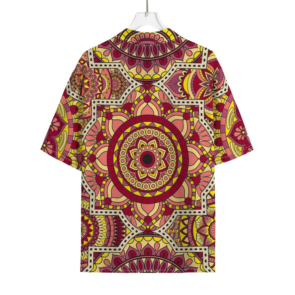 Sangria Mandala Bohemian Pattern Print Rayon Hawaiian Shirt
