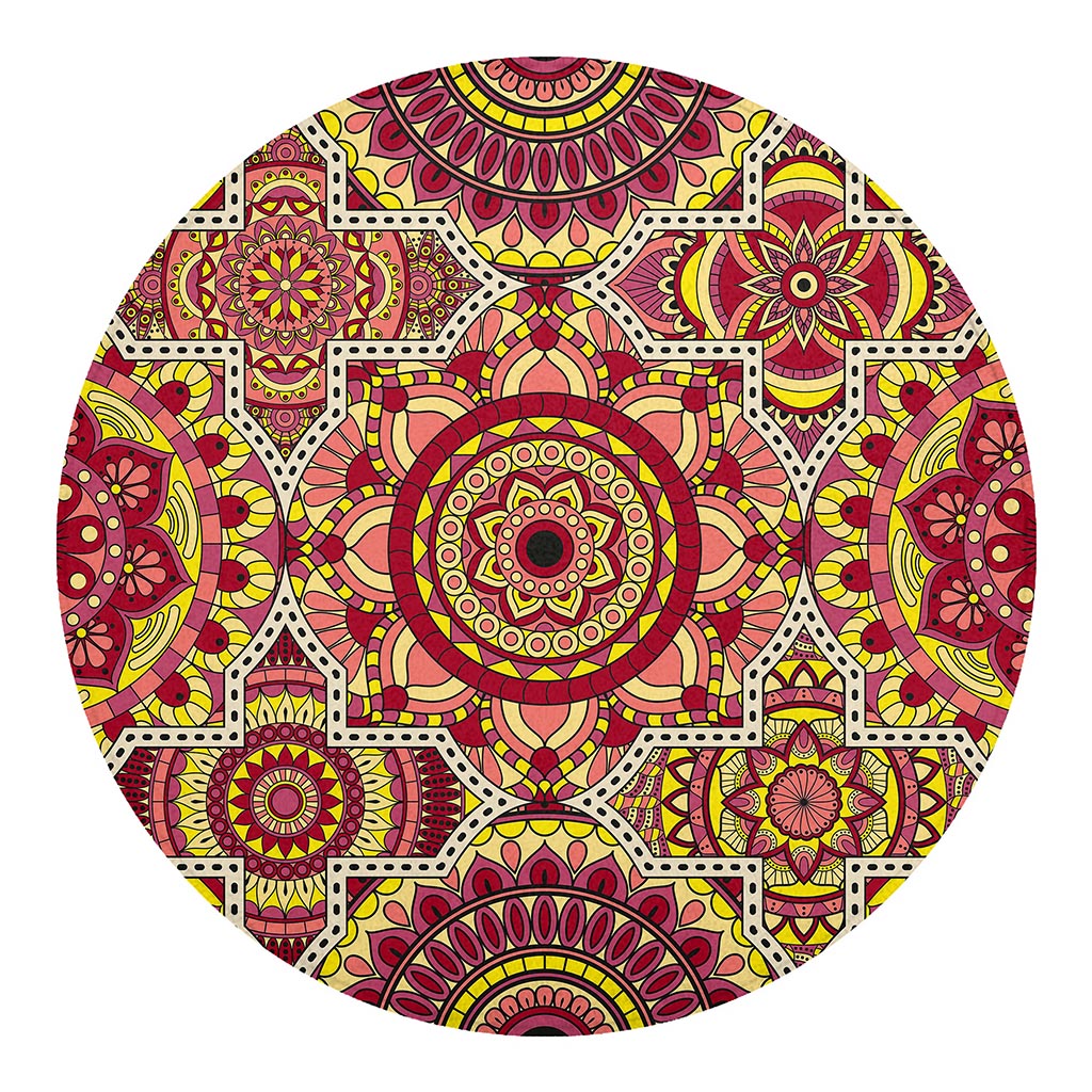 Sangria Mandala Bohemian Pattern Print Round Blanket