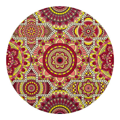 Sangria Mandala Bohemian Pattern Print Round Blanket