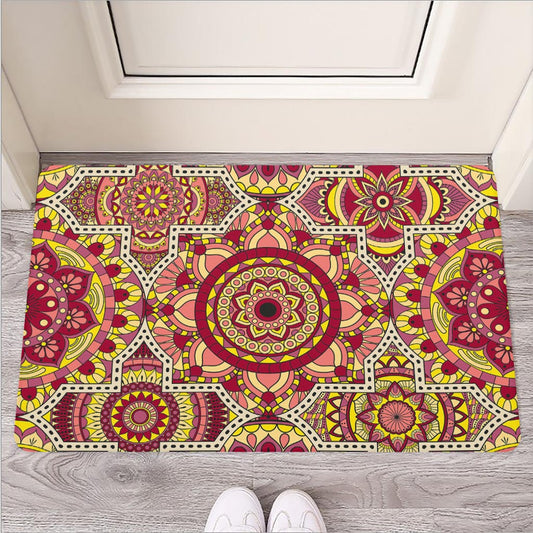 Sangria Mandala Bohemian Pattern Print Rubber Doormat