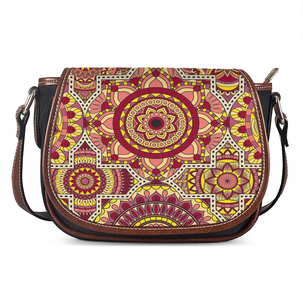 Sangria Mandala Bohemian Pattern Print Saddle Bag