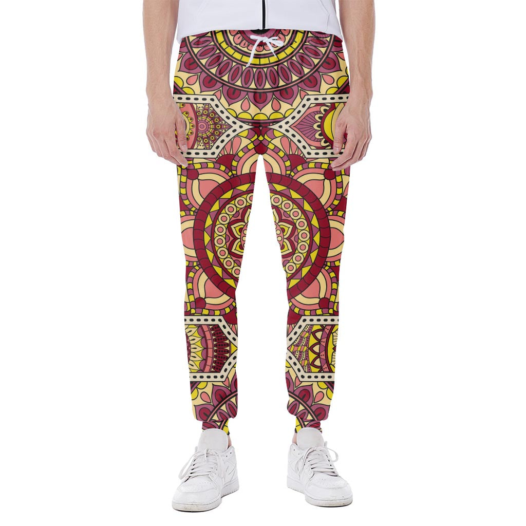 Sangria Mandala Bohemian Pattern Print Scuba Joggers