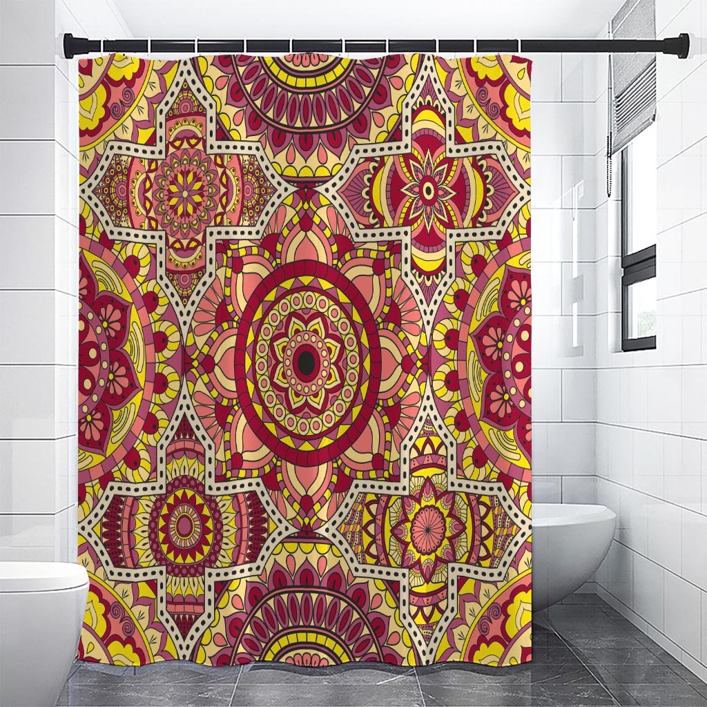 Sangria Mandala Bohemian Pattern Print Shower Curtain