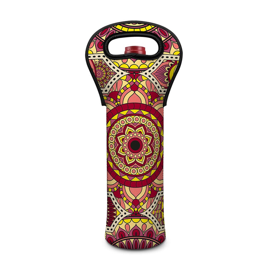 Sangria Mandala Bohemian Pattern Print Single Neoprene Wine Tote