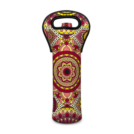 Sangria Mandala Bohemian Pattern Print Single Neoprene Wine Tote