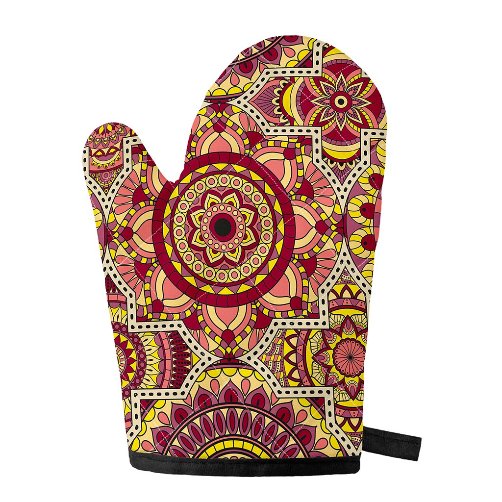 Sangria Mandala Bohemian Pattern Print Single Oven Mitt