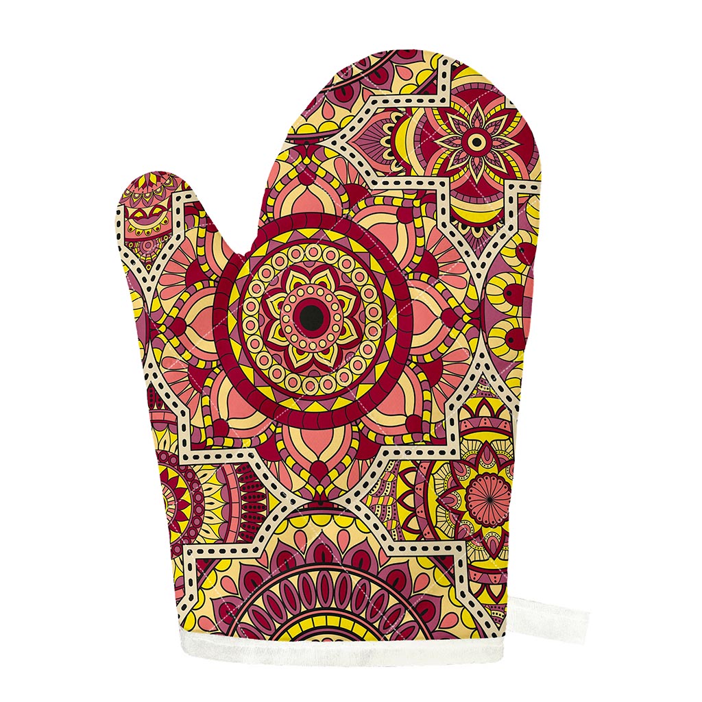 Sangria Mandala Bohemian Pattern Print Single Oven Mitt