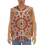 Sangria Mandala Bohemian Pattern Print Sleeveless Baseball Jersey