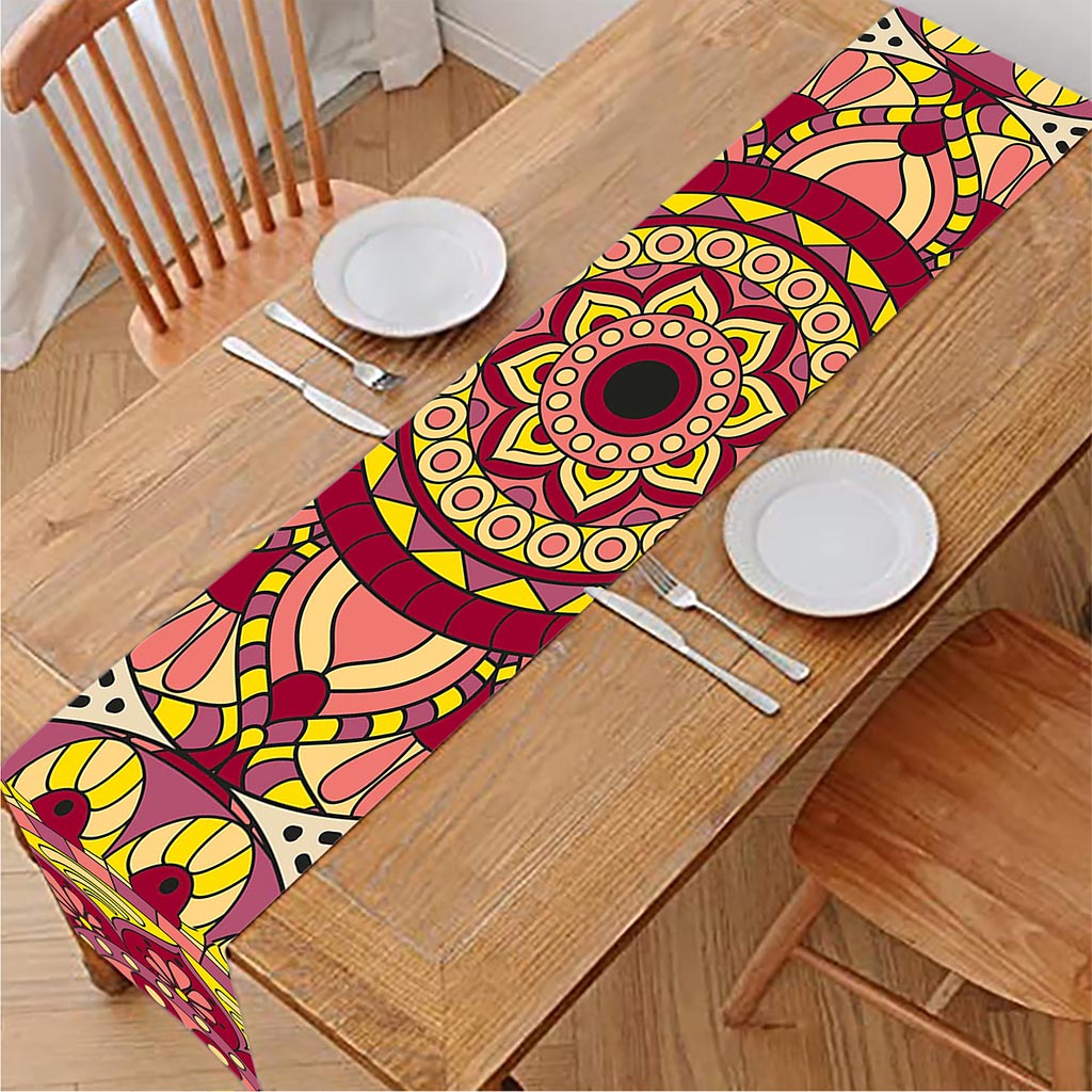 Sangria Mandala Bohemian Pattern Print Table Runner