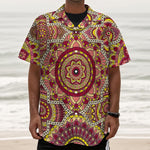 Sangria Mandala Bohemian Pattern Print Textured Short Sleeve Shirt