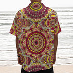 Sangria Mandala Bohemian Pattern Print Textured Short Sleeve Shirt