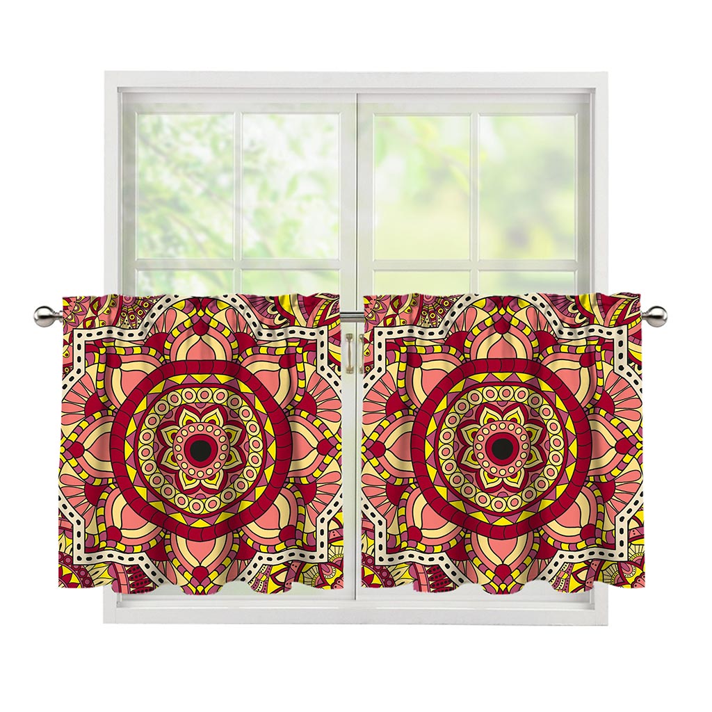 Sangria Mandala Bohemian Pattern Print Tier Curtains