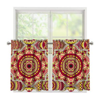 Sangria Mandala Bohemian Pattern Print Tier Curtains