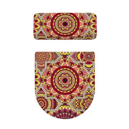 Sangria Mandala Bohemian Pattern Print Toilet Lid And Tank Cover Set