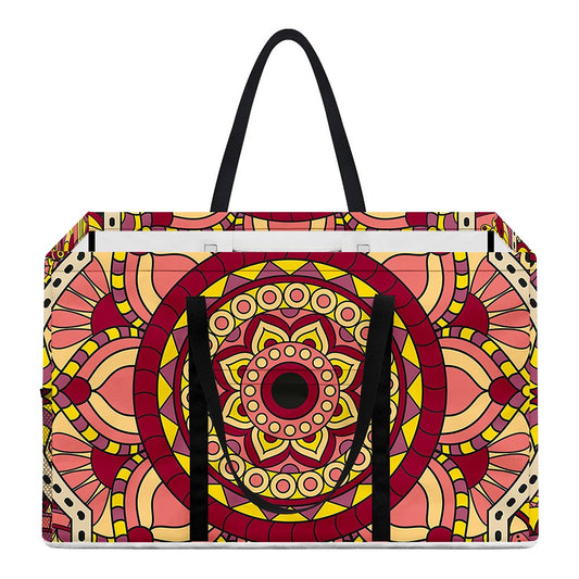 Sangria Mandala Bohemian Pattern Print Utility Tote Bag