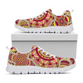 Sangria Mandala Bohemian Pattern Print White Running Shoes