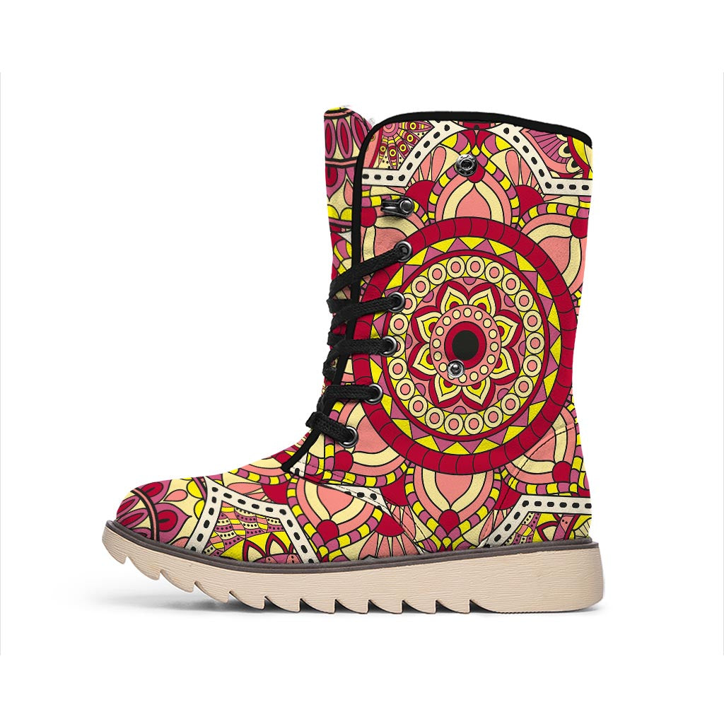 Sangria Mandala Bohemian Pattern Print Winter Boots