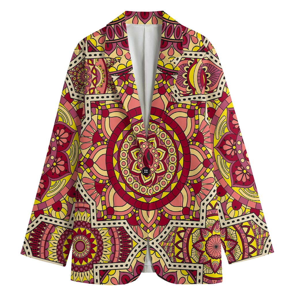 Sangria Mandala Bohemian Pattern Print Women's Blazer