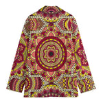 Sangria Mandala Bohemian Pattern Print Women's Blazer