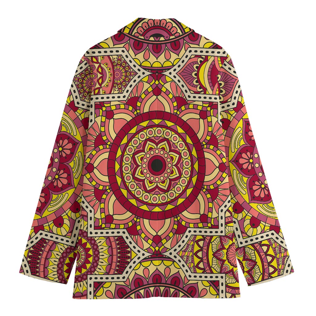 Sangria Mandala Bohemian Pattern Print Women's Cotton Blazer
