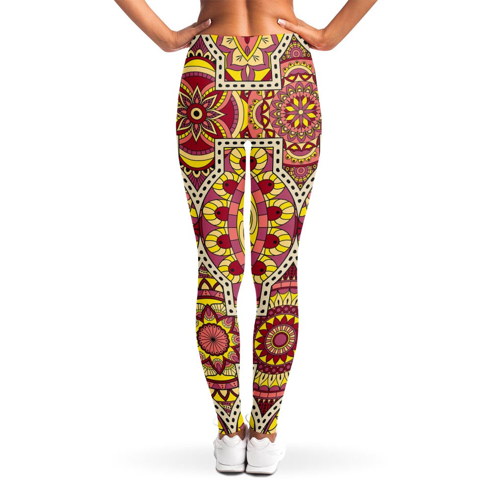Sangria Mandala Bohemian Pattern Print Women's Leggings