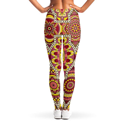 Sangria Mandala Bohemian Pattern Print Women's Leggings