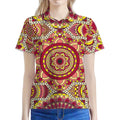Sangria Mandala Bohemian Pattern Print Women's Polo Shirt
