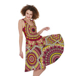 Sangria Mandala Bohemian Pattern Print Women's Sleeveless Dress