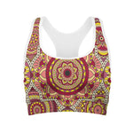Sangria Mandala Bohemian Pattern Print Women's Sports Bra
