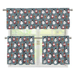 Santa Claus And Friends Pattern Print 3 Piece Kitchen Curtains
