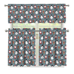Santa Claus And Friends Pattern Print 3 Piece Kitchen Curtains