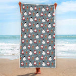 Santa Claus And Friends Pattern Print Beach Towel