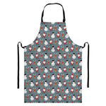 Santa Claus And Friends Pattern Print Bib Apron With Pocket