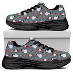 Santa Claus And Friends Pattern Print Black Chunky Shoes