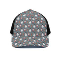 Santa Claus And Friends Pattern Print Black Mesh Trucker Hat