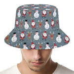 Santa Claus And Friends Pattern Print Bucket Hat