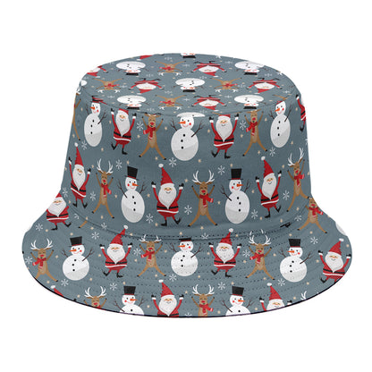 Santa Claus And Friends Pattern Print Bucket Hat