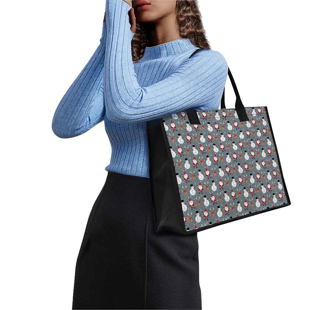 Santa Claus And Friends Pattern Print Canvas Tote Bag