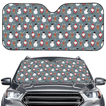Santa Claus And Friends Pattern Print Car Windshield Sun Shade