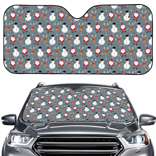 Santa Claus And Friends Pattern Print Car Windshield Sun Shade