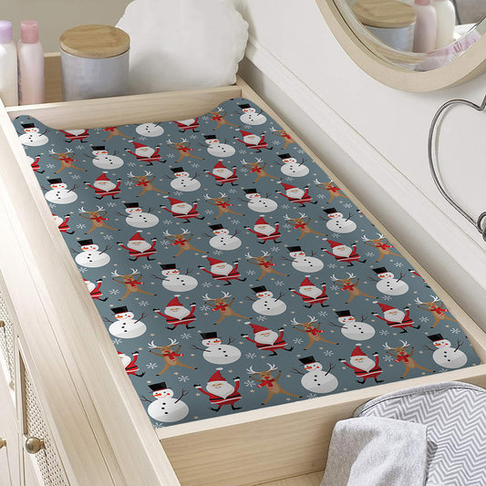 Santa Claus And Friends Pattern Print Changing Pad Cover