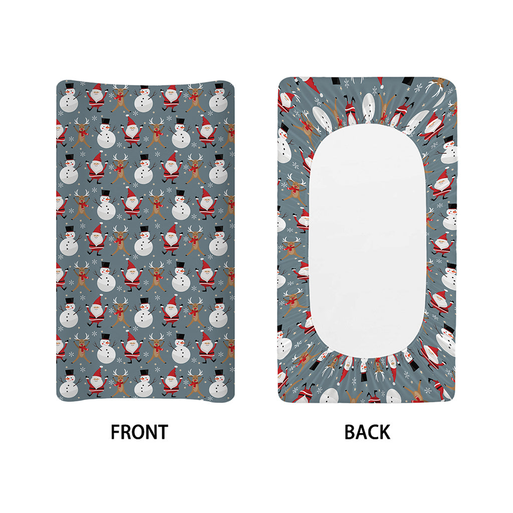 Santa Claus And Friends Pattern Print Changing Pad Cover
