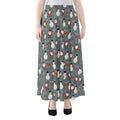 Santa Claus And Friends Pattern Print Chiffon Maxi Skirt