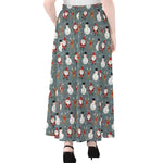 Santa Claus And Friends Pattern Print Chiffon Maxi Skirt