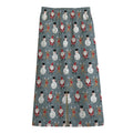 Santa Claus And Friends Pattern Print Cotton Front Slit Maxi Skirt