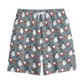 Santa Claus And Friends Pattern Print Cotton Shorts