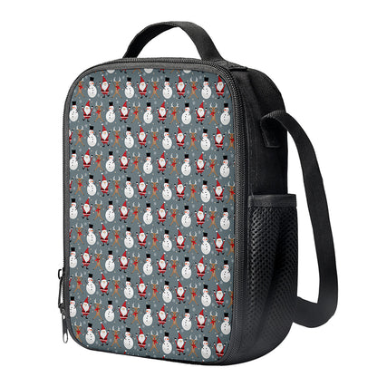 Santa Claus And Friends Pattern Print Crossbody Lunch Bag