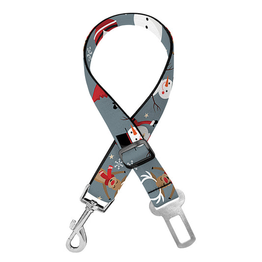 Santa Claus And Friends Pattern Print Dog Seat Belt