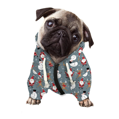 Santa Claus And Friends Pattern Print Dog Zip Up Hoodie