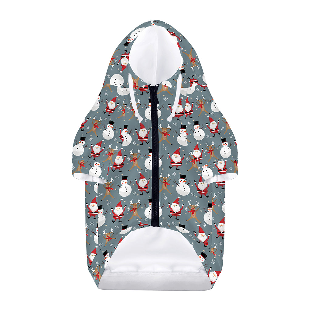 Santa Claus And Friends Pattern Print Dog Zip Up Hoodie